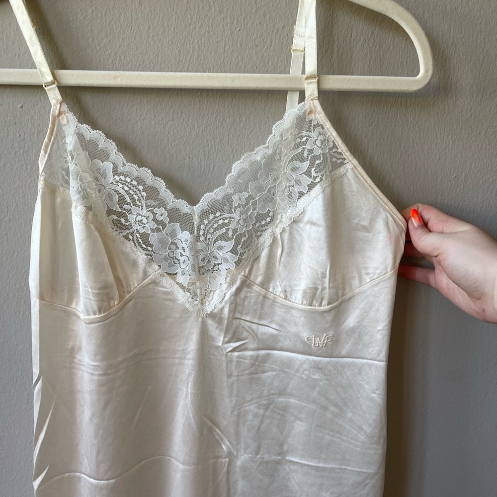 DVF Cream Vintage Slip with Lace Trim